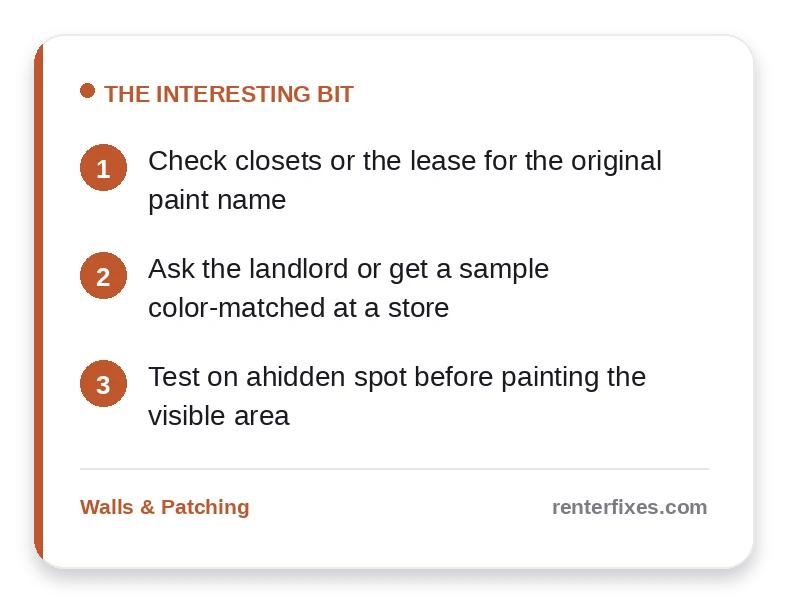 How to Match Paint Color in a Rental Apartment — key takeaways