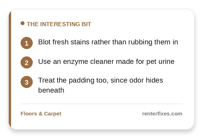 How to Get a Pet Urine Stain Out of Carpet in a Rental — key takeaways
