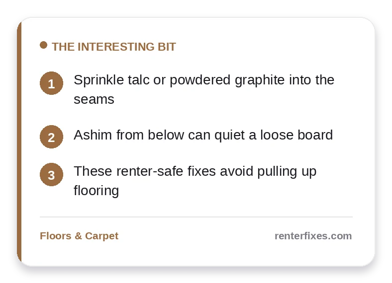 How to Fix Squeaky Floors in a Rental Without Lifting Boards — key takeaways