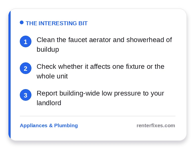 Low Water Pressure in Your Apartment? Here’s What to Check — key takeaways