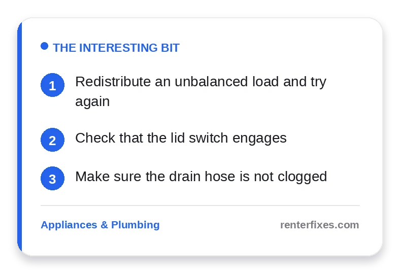 Washer Not Spinning? Renter Troubleshooting Checklist — key takeaways